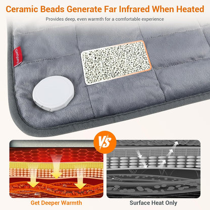 Comfytemp Weighted Large Heating Pad 17"×33" for Back & Period, FSA Eligible Far Infrared Electric Heat Pad, Fathers Day Gift for Dad Men, HSA King Size Heated Pad with Evenly Filling Ceramic Bead