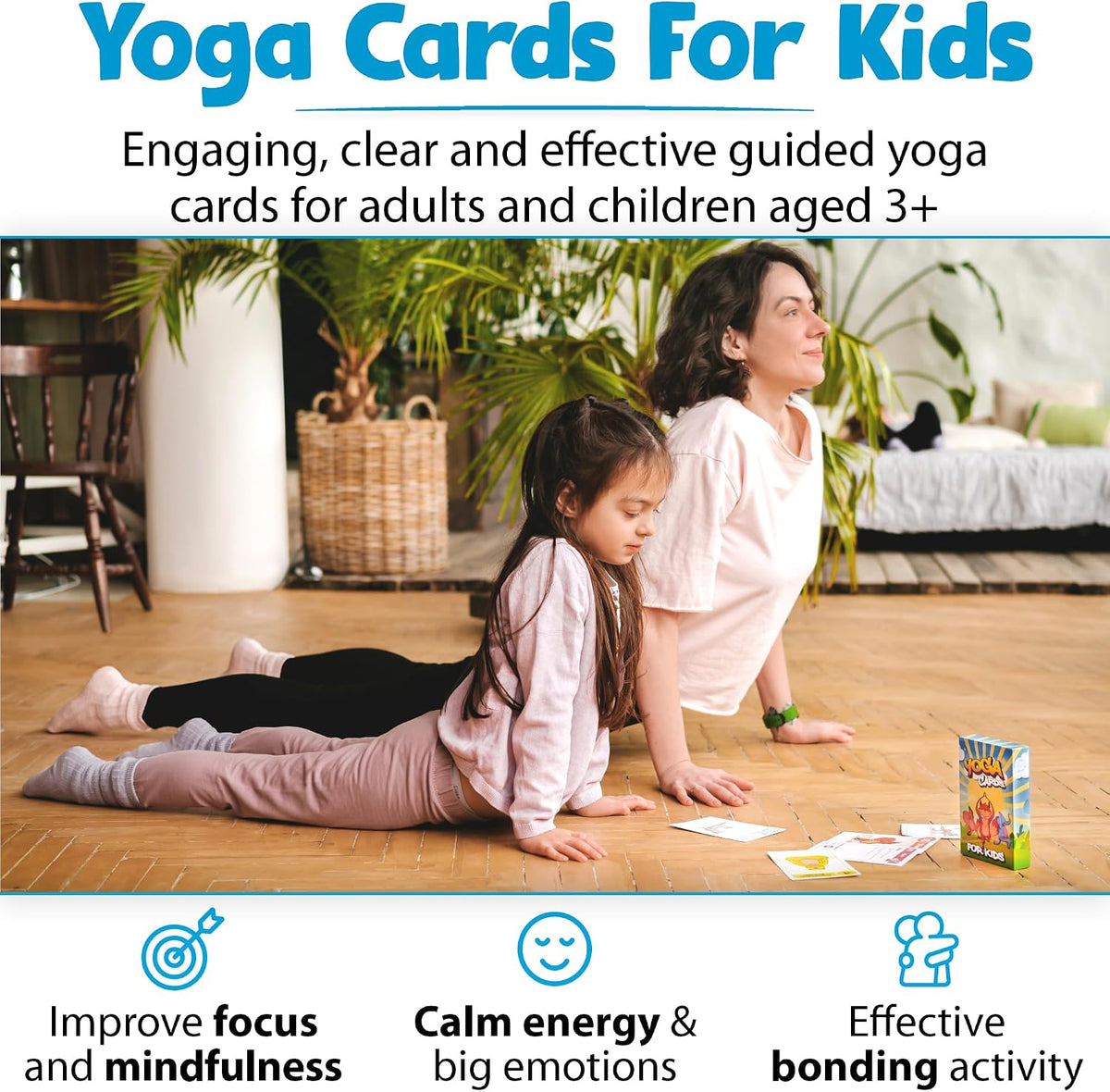 Yoga Cards for Kids, Age 5+, 44 Fun Animal Poses & Breathing Exercise Game