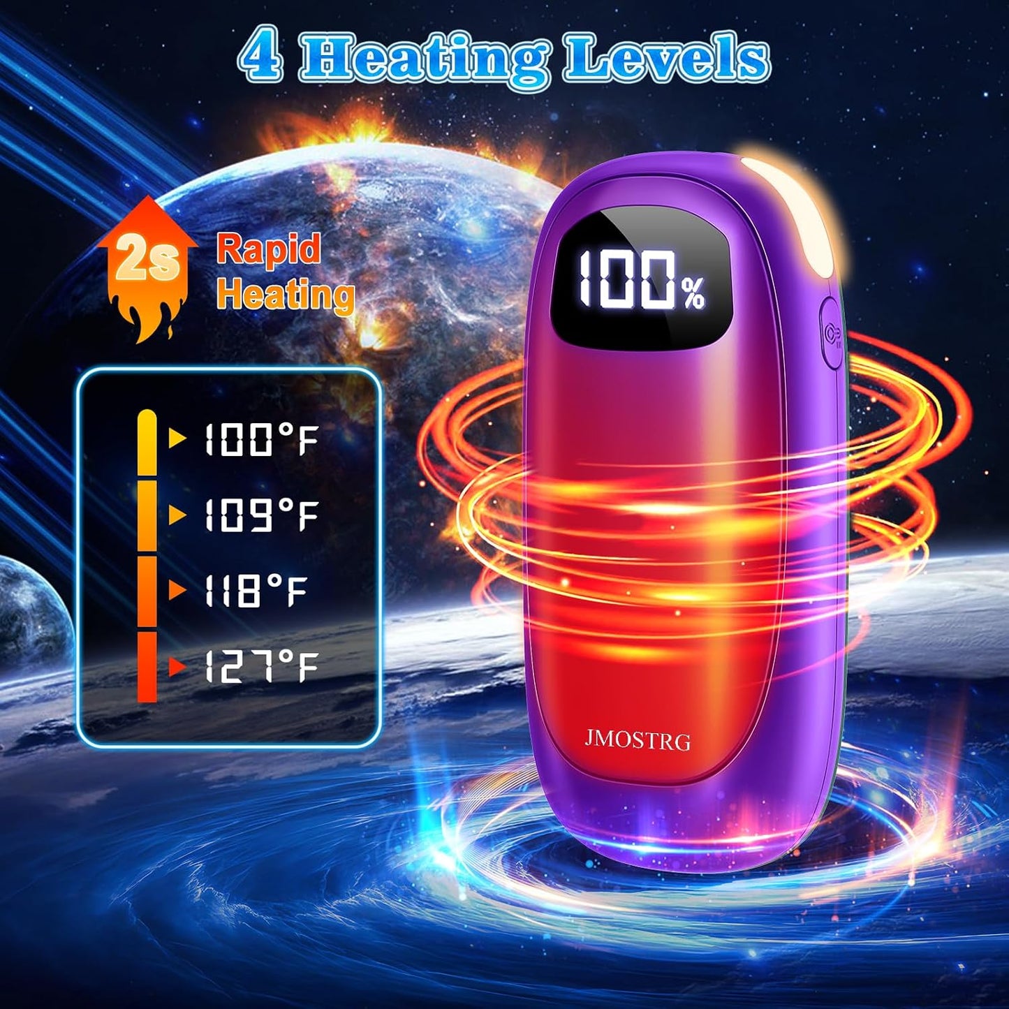 Hand Warmers Rechargeable, Electric Dual-Sided Heating with LED Display & Flashlight, Max 127℉, 13Hrs Long Lasting Pocket Heater for Raynauds, Golf, Hunting, Camping, Birthday Gifts for Men Women