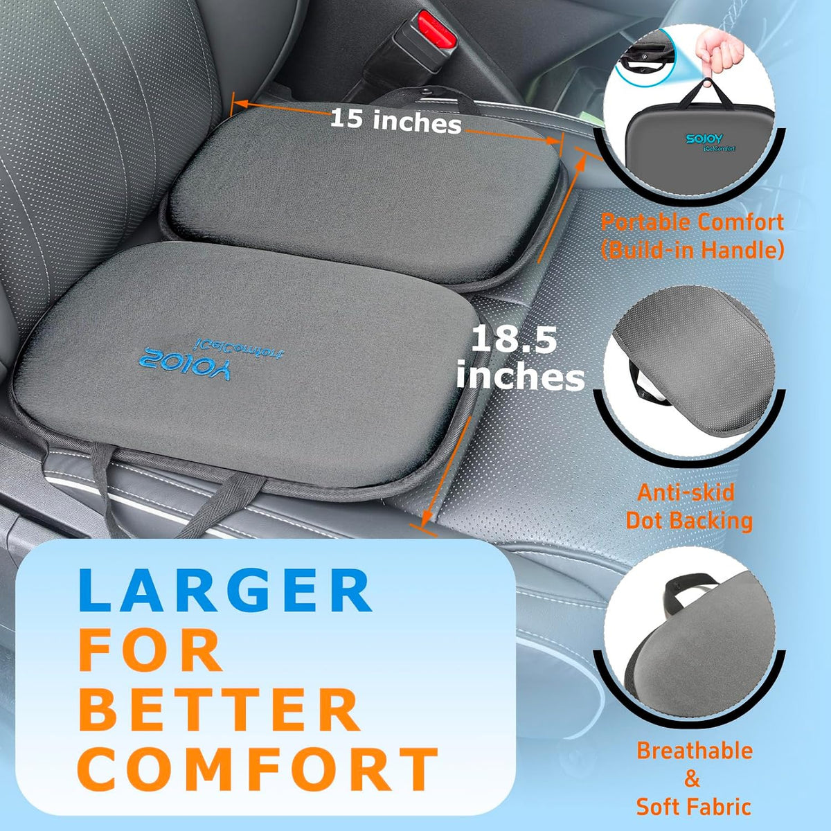 Sojoy iGelComfort 3 in 1 Foldable Gel Seat Cushion Featured with Memory Foam (A Must-Have Travel Cushion! Smart, Easy Travel Cushion) (Size: 18.5“ x 15" x 2")