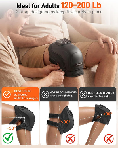 Knee Massager with Heat and Red Light Therapy : 4-in-1 Compression Massage with 14 Chambers & Vibration for Pain Relief, Cordless Home Office Use for Seniors and Active Adults, 5000mAh
