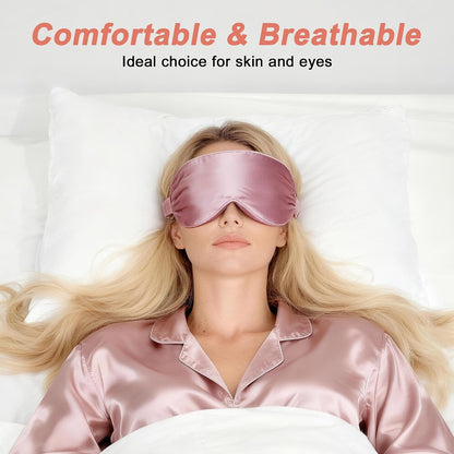 VOCOSTE 3D Silk Sleep Mask with Travel Pouch, Bean Pink