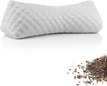 Buckwheat Cervical Pillow, Adjustable Neck Support Pillow for Sleeping, Organic Buckwheat Hull Pillow, Firm Breathable Neck Roll Pillow with Removable Cover for Back and Side Sleepers