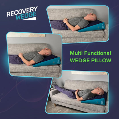 Leg Elevation Pillow by Recovery Wedge, Inflatable Wedge Pillow for Sleeping and Post-Surgical, Improve Circulation and Reduce Swelling, Speed Injury Recovery. (Large triangle)