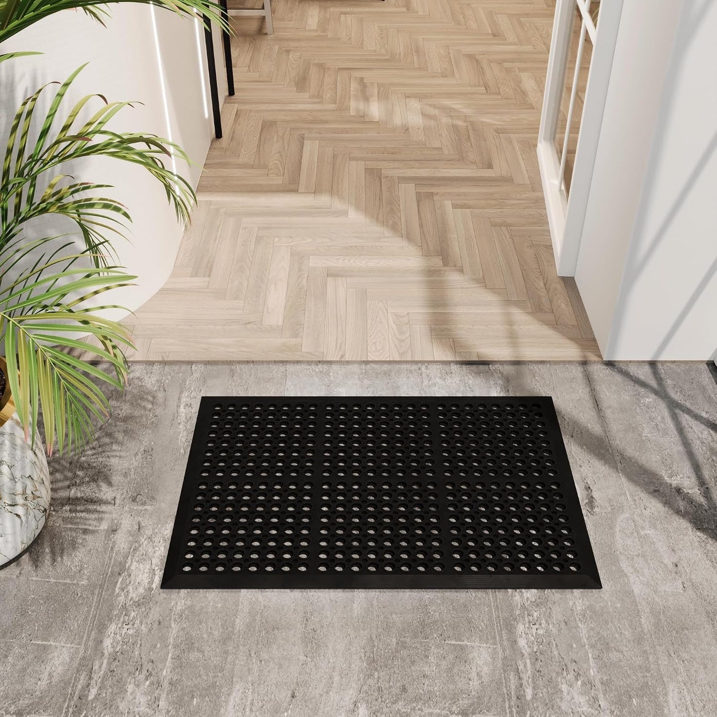 Ottomanson Waterproof Boot Tray Rubber Shoe Mat with Raised Edges, Heavy Duty Non Slip All Weather Entryway Mat for Shoes and Pets, Indoor Outdoor Use, 18" x 28"