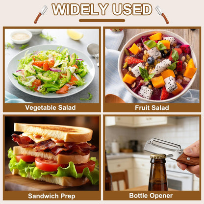 2 PCS Multi-Functional Vegetable Peeler for Kitchen, 2 in 1 Stainless Steel Vegetable Peeler with Wooden Handle and Bottle Opener, Kitchen Tool for Vegetables or Fruits that Need to Be Peeled