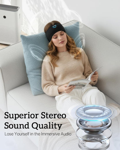 Perytong Sleeping Headphones Bluetooth Headband, Soft Long Time Play Sleeping Headsets with Built in Speakers Perfect for Workout,Running,Yoga,Travel, Darkgray