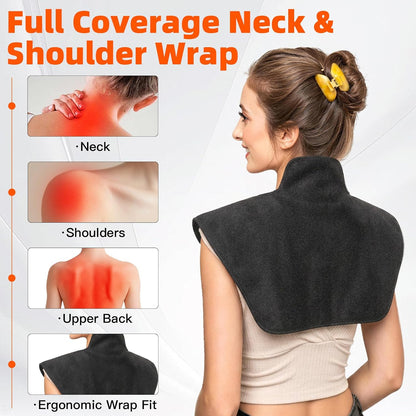 Red Light Therapy Neck Shoulder Wrap, 108 LEDs Cordless Heating Pad | Lightweight wearable fabric, for neck shoulder upper back, 660nm 850nm near infrared light therapy, heat massage relaxation