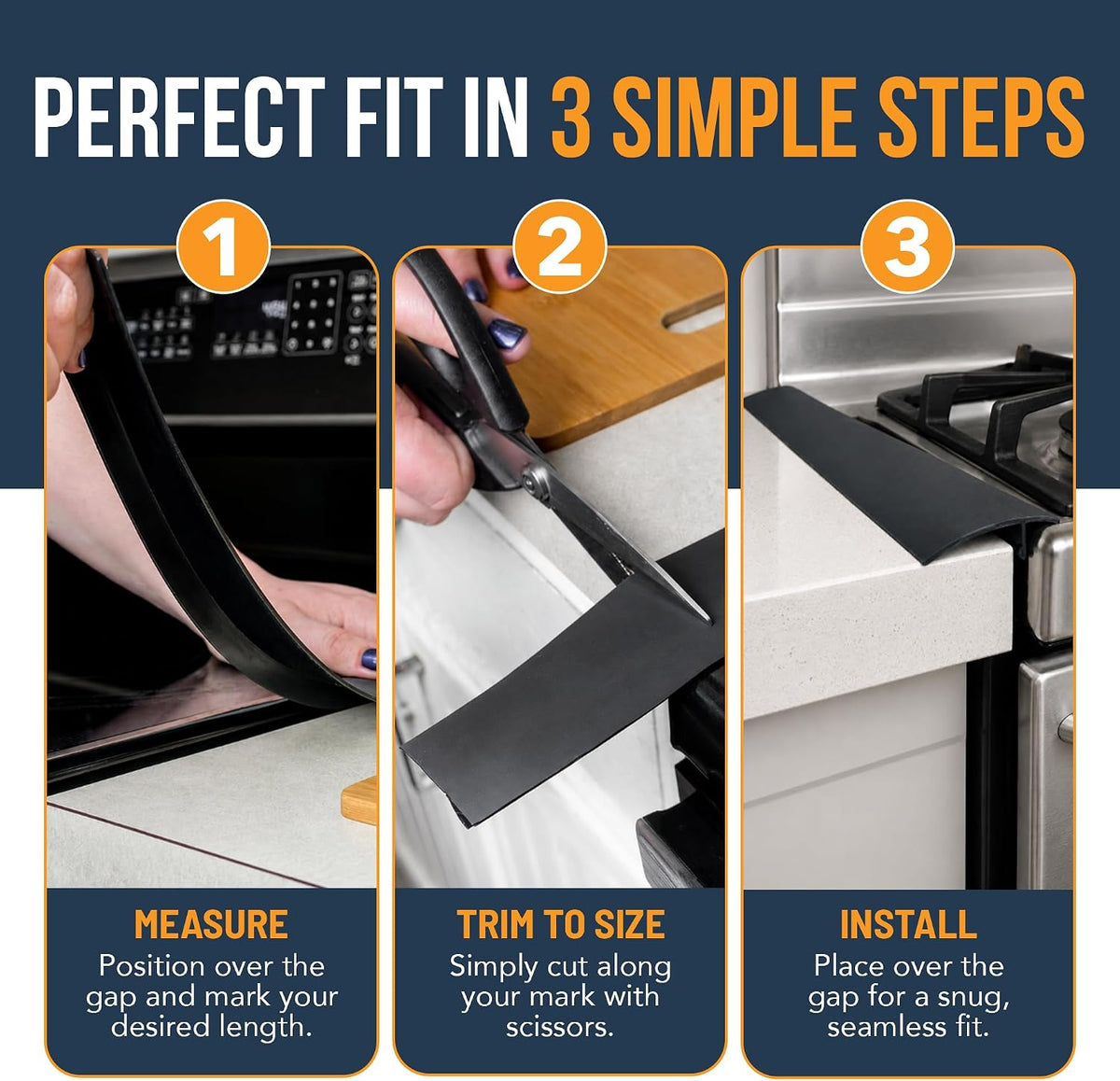 Linda’s Essentials Silicone Stove Gap Covers (2 Pack), Heat Resistant Oven Gap Filler Seals Spaces Between Stovetop and Counter, Easy to Clean Stove Side Guard (25 Inches, Clear)