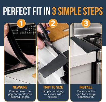 Linda’s Essentials Silicone Stove Gap Covers (2 Pack), Heat Resistant Oven Gap Filler Seals Spaces Between Stovetop and Counter, Easy to Clean Stove Side Guard (25 Inches, Clear)