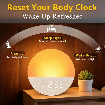 Simulates Natural Light Sunrise Alarm Clock - Makes Waking Up Easier