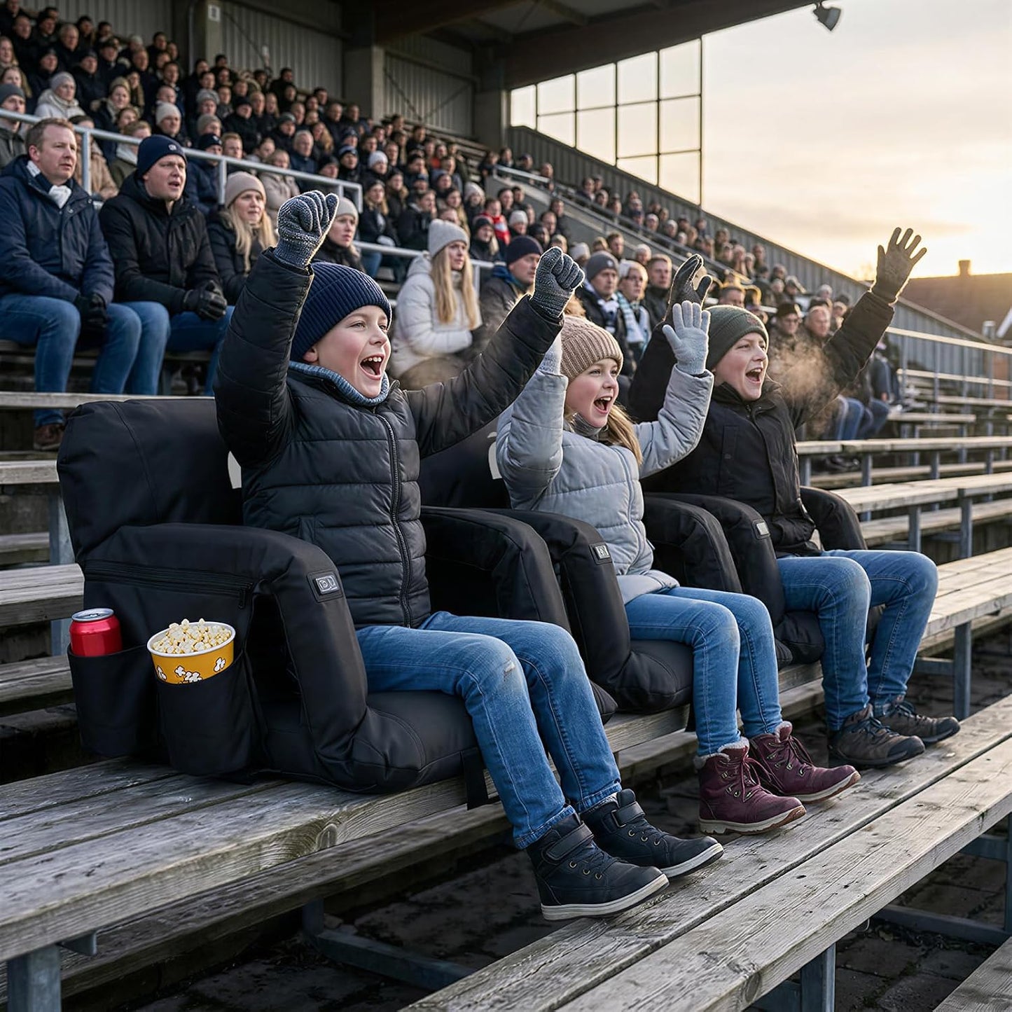 25in 5.12" Extra Thick&Wide Heated Stadium Seat for Bleachers | Sofa Style Design Thick Bleacher Chair With Back and Comfy Cushion, 6 Reclining Positions, 3 Heat Levels (NO Battery)