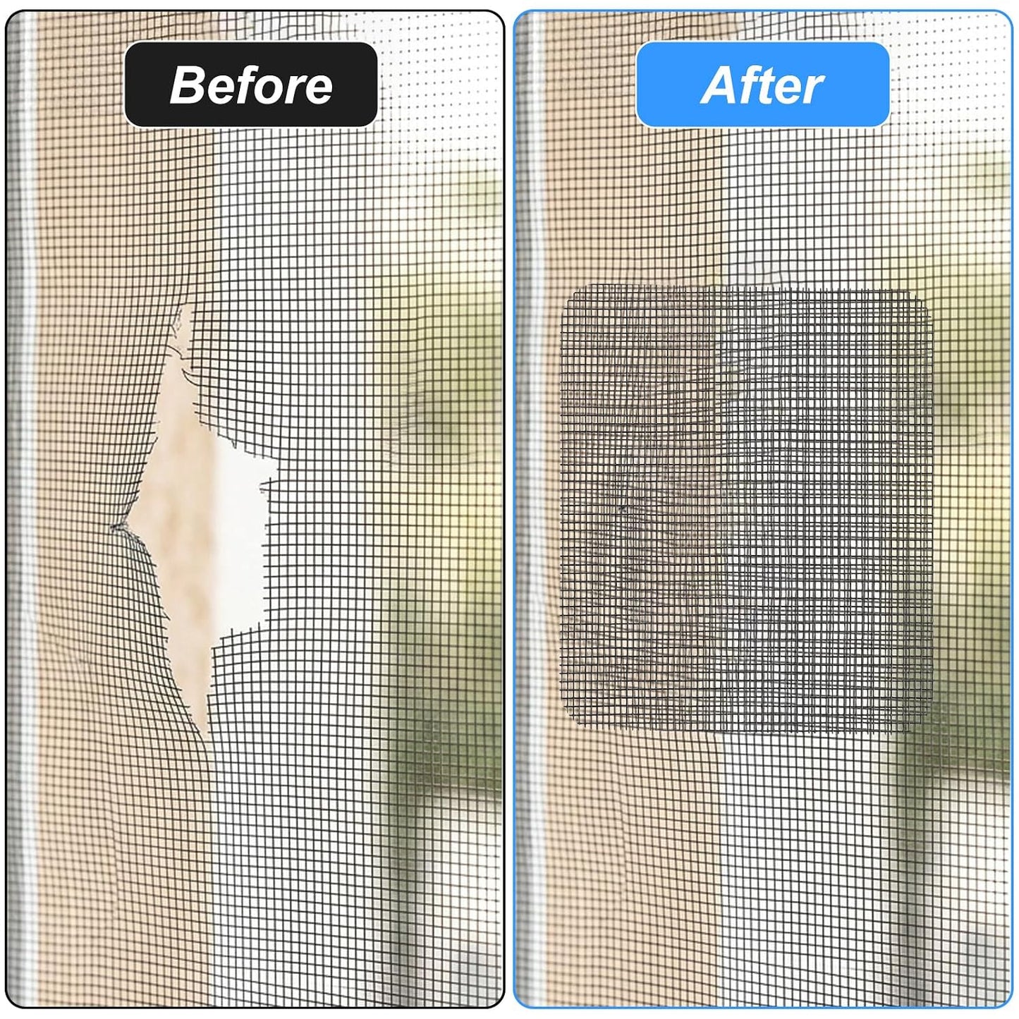 Sibba 20 Sheets Window Screen Patches Repair Kit Self-Adhesive Patch | 4 Sizes Black Self-Adhesive Screen Patch Repair Kit for Mesh Screens Door, Strong Adhesive Screens Repairs Tape