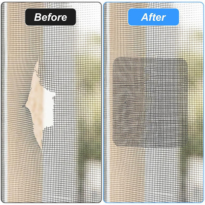 Sibba 20 Sheets Window Screen Patches Repair Kit Self-Adhesive Patch | 4 Sizes Black Self-Adhesive Screen Patch Repair Kit for Mesh Screens Door, Strong Adhesive Screens Repairs Tape