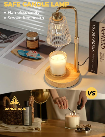 Silver Gray Candle Warmer Lamp with 24h Cycle Timer, Dimmable Wax Warmer