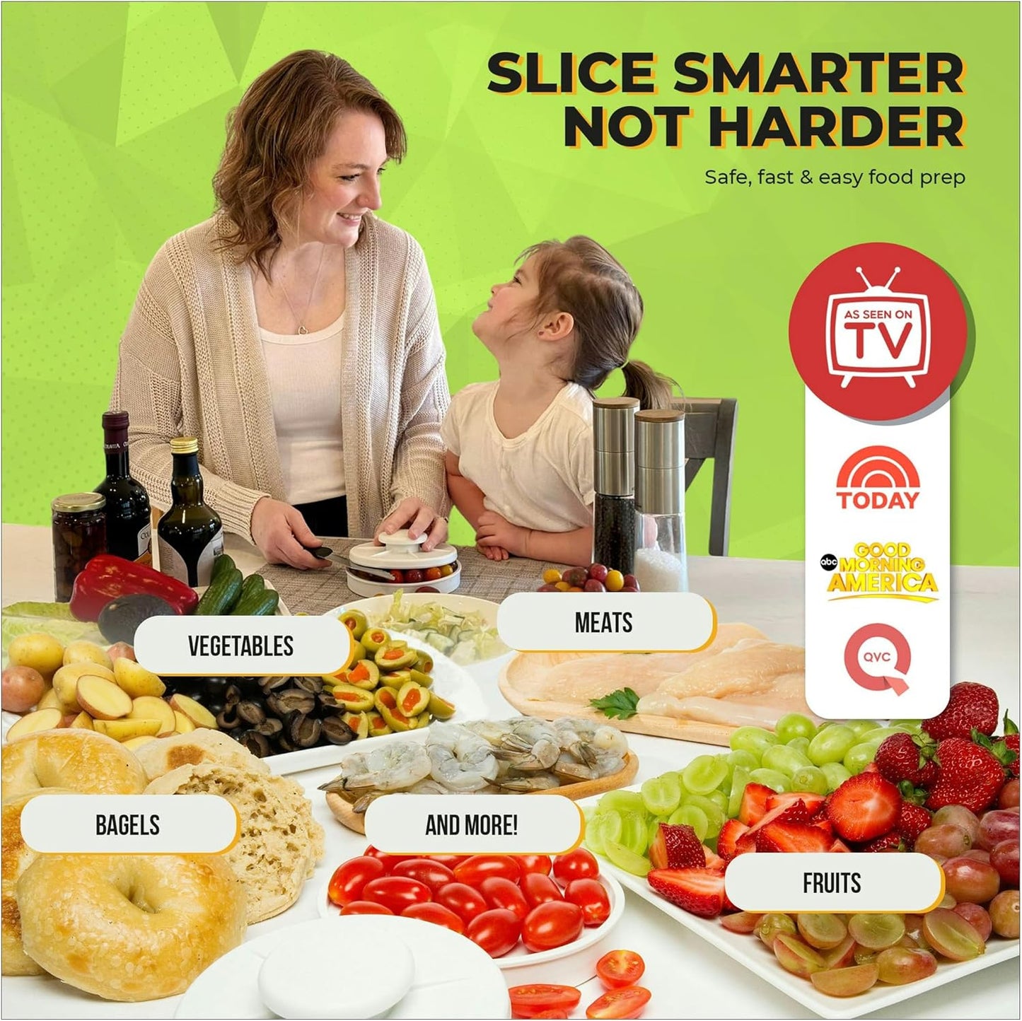 Food Cutter for Tomatoes, Grapes, Strawberries & Bagel Slicer