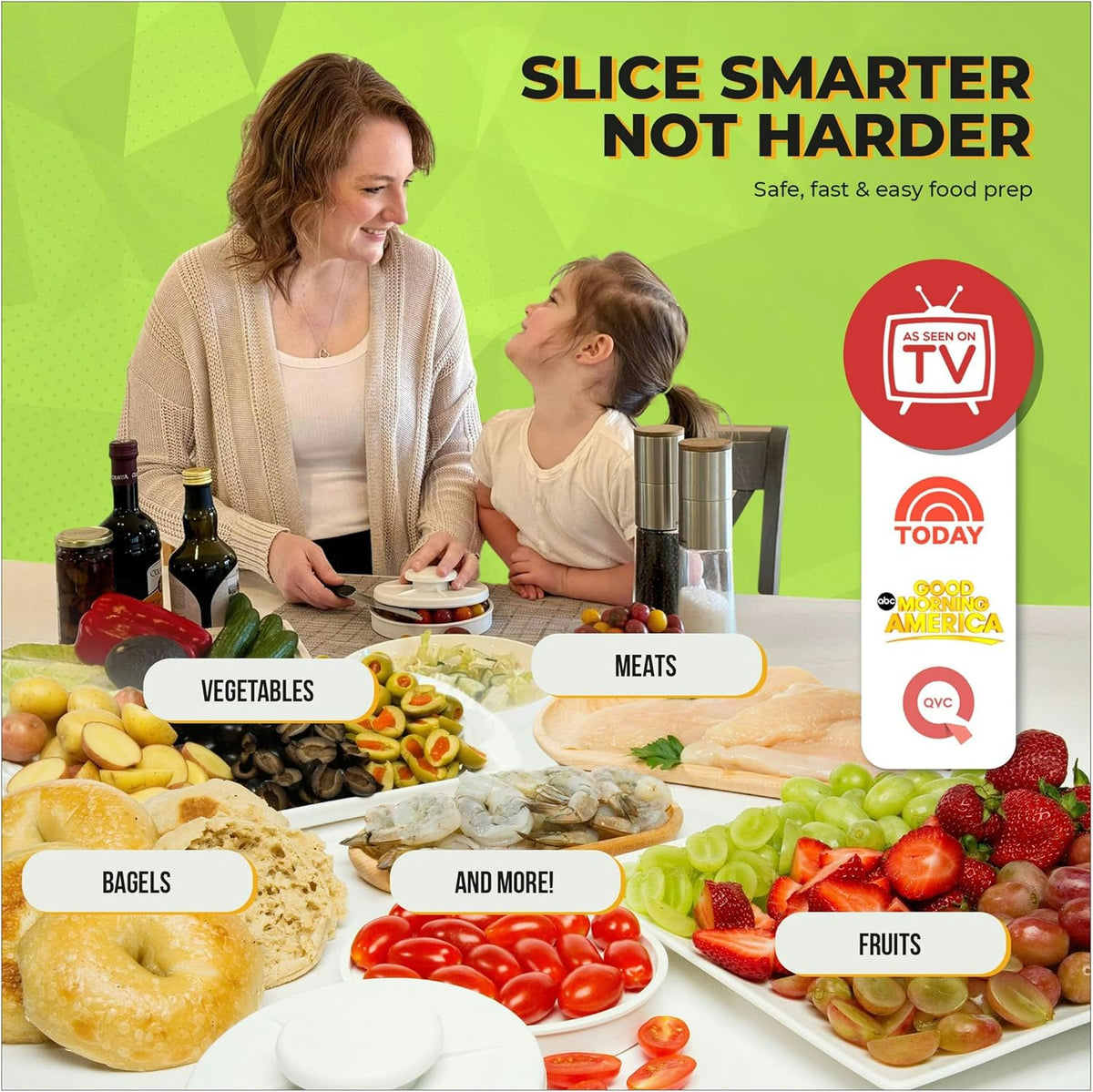 Food Cutter for Tomatoes, Grapes, Strawberries & Bagel Slicer