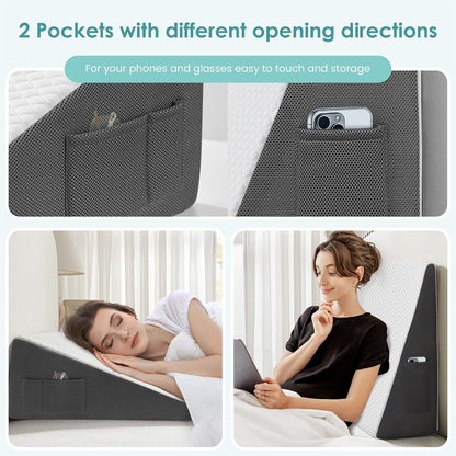 Cozymaker 10" Leg Elevation Pillows for Swelling, Cooling Gel Memory Foam Wedge Pillows for After Surgery, Sciatica Back Knee Hip Ankles Pain Relief, Leg Pillows for Sleeping