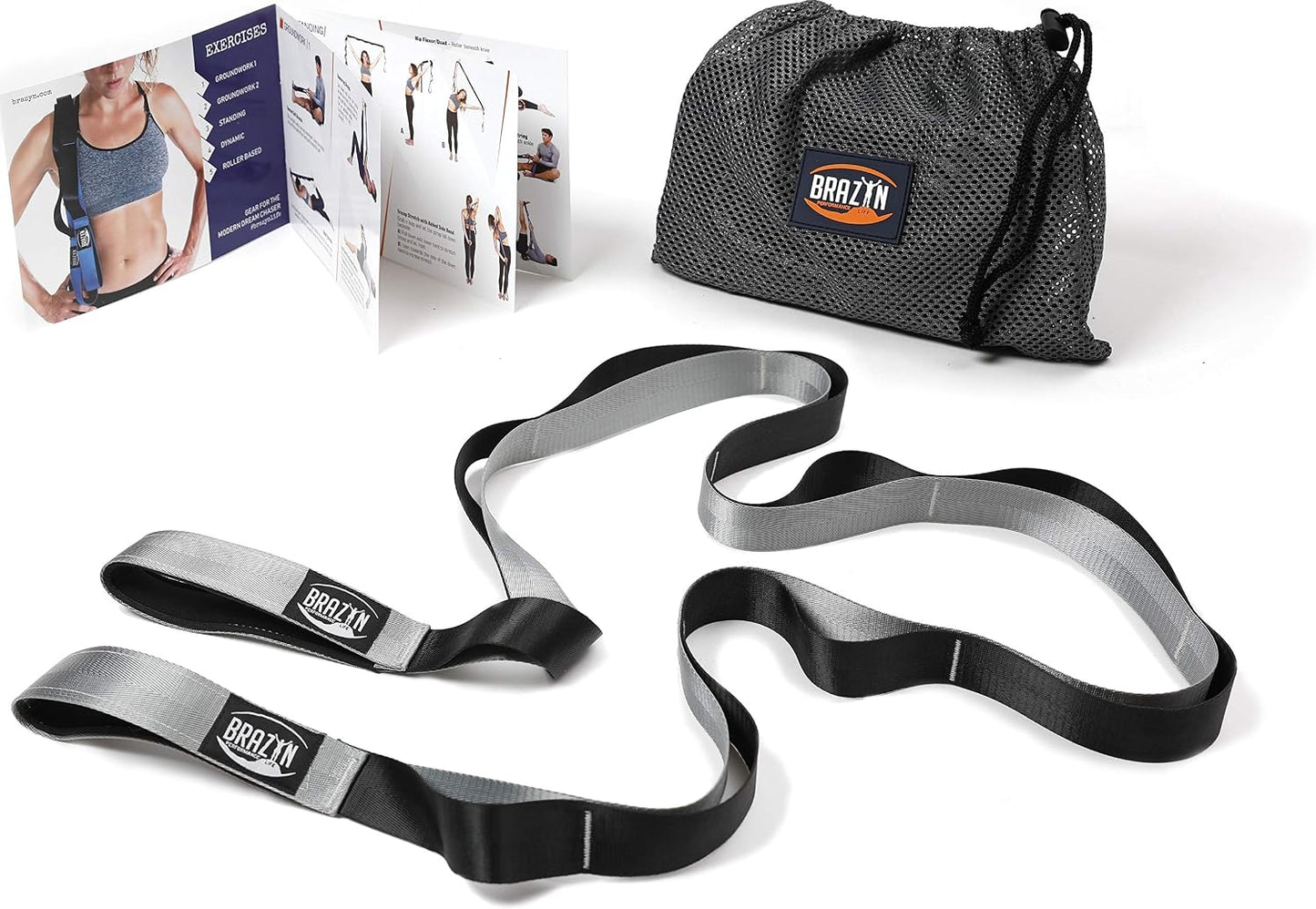 Brazyn Mobility Stretching Strap | Multi-Functional 12-Loop Strap for Stretching, Yoga, Physical Therapy, Pilates, Dance and Gymnastics