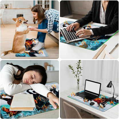 Heated Desk Pad Heated Large Mouse Pad, Electric Quickly Warm Desk Mat with 3 Levels Heating 3 Hours Auto Shut-Off, 31.5" x 13" Warm Gaming Mousepad Hand Foot Warmer, Baby Elephant