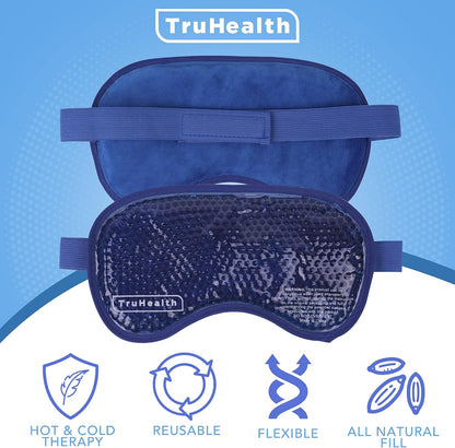 Gel Bead Hot and Cold Eye Masks - FSA HSA Approved Reusable Gel Bead Ice Pack Provides Ice and Heat Pain Relief for Head, Puffy Eyes, Beauty, Relaxing, and Sleep (Navy Blue)
