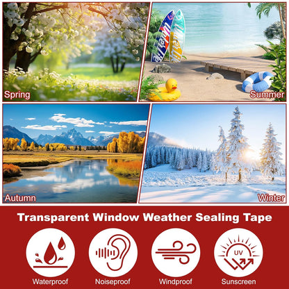 3 Inch x 90 Ft Transparent Window Weather Sealing Tape, Clear Window Draft Isolation Sealing Film Tape, Window Insulation Surface-Safe for Doors Gap Sealing, No Residue, Easy to Remove