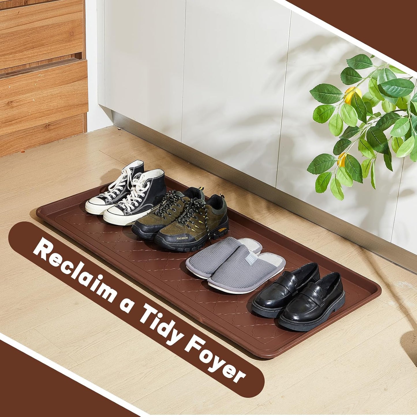 3 Pack Extra Large Boot Tray 40"x20" Long Shoe Mats Boot Storage with Raised Edge Waterproof Plastic Wet Shoe Tray for Entryway Floor Indoor Outdoor Mudroom Multi Use(Black)