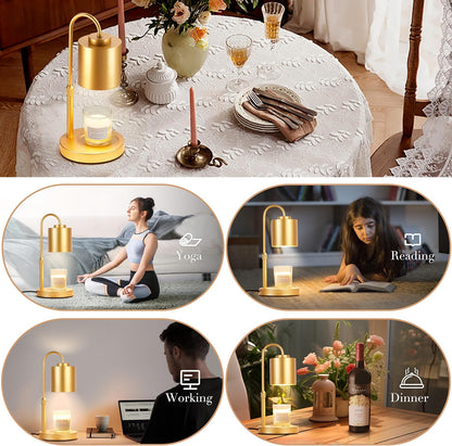 CASTLELIFE Candle Warmer Lamp with Timer & Dimmer, Height Adjustable Electric Wax Melt Warmer for Jar Candles, Gifts for Mom Home Decor, White