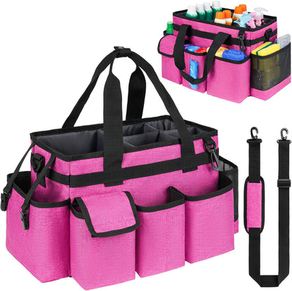 Cleaning Caddy Bag,Large Cleaning Supplies Organizer with Handle for Housekeepers,Purple