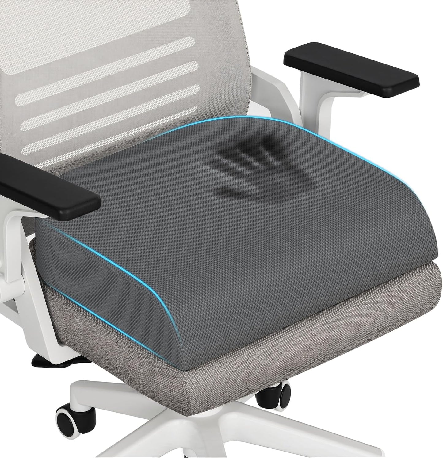TranquilRelax Memory Foam Seat Cushion for Office Chair, 3-Inch, Black | Medium-firm Support for Long Sitting, Washable Mesh Cover, Non-slip Base, Perfect for Car Seats & Short Drivers