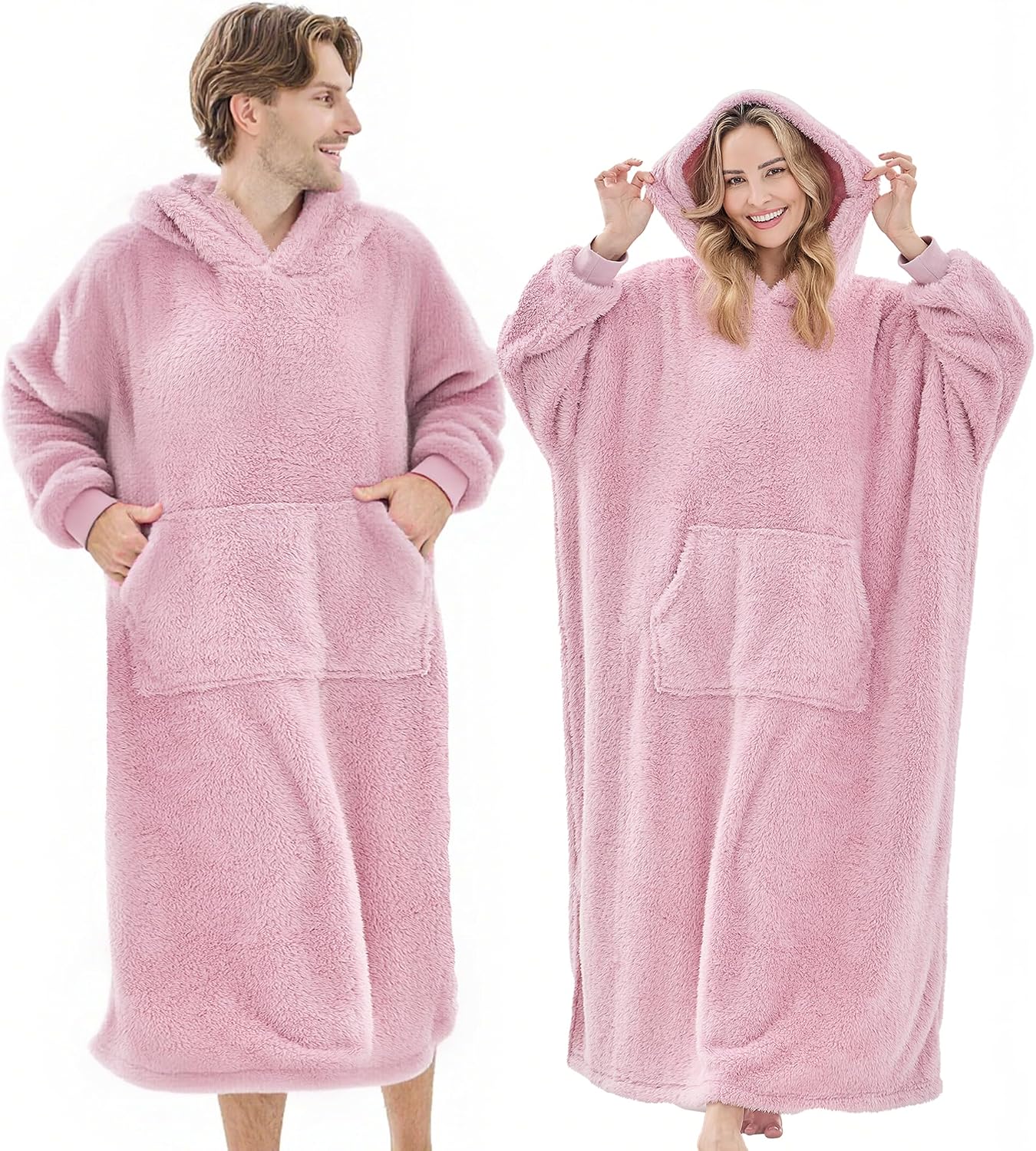 PJGGZ Wearable Blanket Hoodie for Women Men, Fleece Warm Comfy Hooded Sweatshirt with Pockets & Sleeves Cozy Gift for Adult