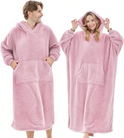 PJGGZ Wearable Blanket Hoodie for Women Men, Fleece Warm Comfy Hooded Sweatshirt with Pockets & Sleeves Cozy Gift for Adult