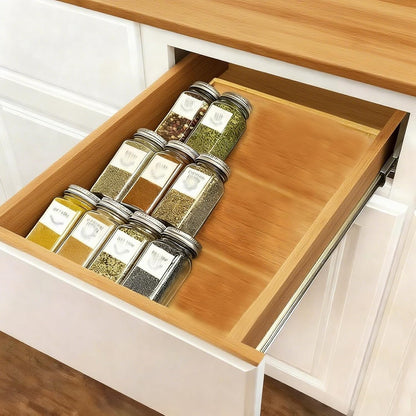 Bamboo Spice Drawer Organizer 3 Tier Seasoning Organizer Rack | Spice Rack Tray Kitchen Spice Rack Organizers &Storage for Drawer Kitchen Cabinet Seasoning Storage Insert for Cabinet Shelf
