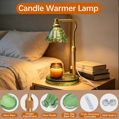 Candle Warmer Lamp with Timer and Dimmer, Adjustable Height Design