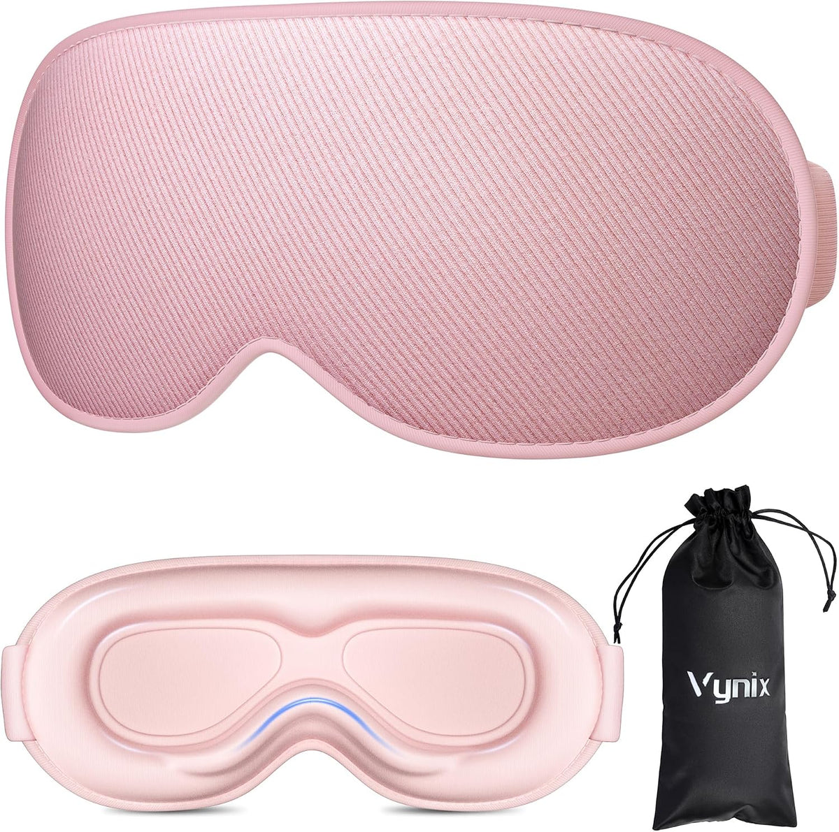Sleep Mask for Men Women - 100% Blackout Eye Masks for Sleep, Zero Pressure 3D Sleeping Mask, Adjustable Light Blocking Eye Cover Blindfold for Travel, Nap, Night Work, Office - Black