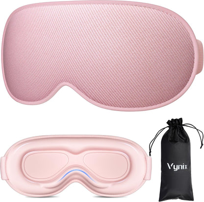 Sleep Mask for Men Women - 100% Blackout Eye Masks for Sleep, Zero Pressure 3D Sleeping Mask, Adjustable Light Blocking Eye Cover Blindfold for Travel, Nap, Night Work, Office - Black