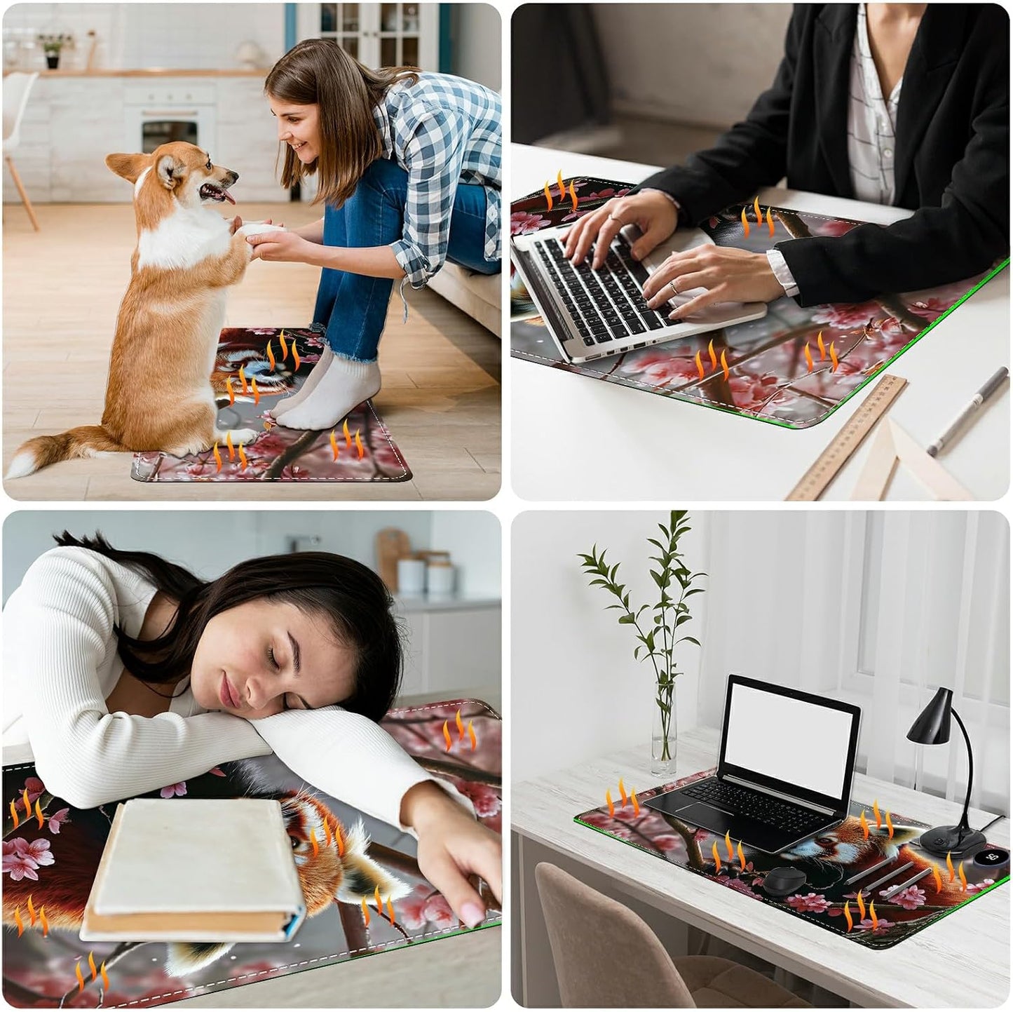 Heated Desk Pad Heated Large Mouse Pad, Electric Quickly Warm Desk Mat with 3 Levels Heating 3 Hours Auto Shut-Off, 31.5" x 13" Warm Gaming Mousepad Hand Foot Warmer, Baby Elephant