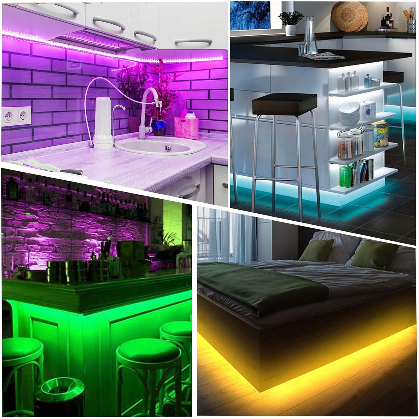 maylit 8 PCS Motion Sensor RGB Under Cabinet Lights Kit, App and Remote Control Led Strip Lights, Music Sync Color Changing Led Lights with Power Adapter, for Cabinet, Counter, Shelf, Bookcase, 13ft | App and Remote Control Led Strip Lights, Music Sync