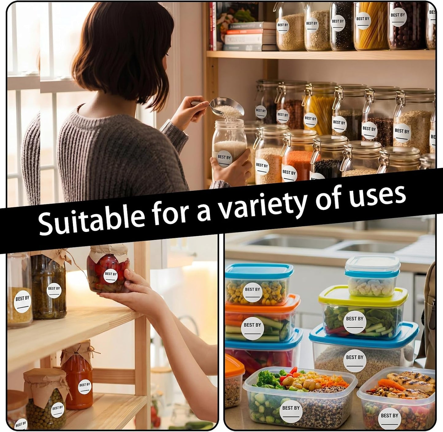 1000 Pcs Expiration Date Stickers - 1.5 Inch Small Food Labels for Marking Organizing Inventory, Food Container or Storage