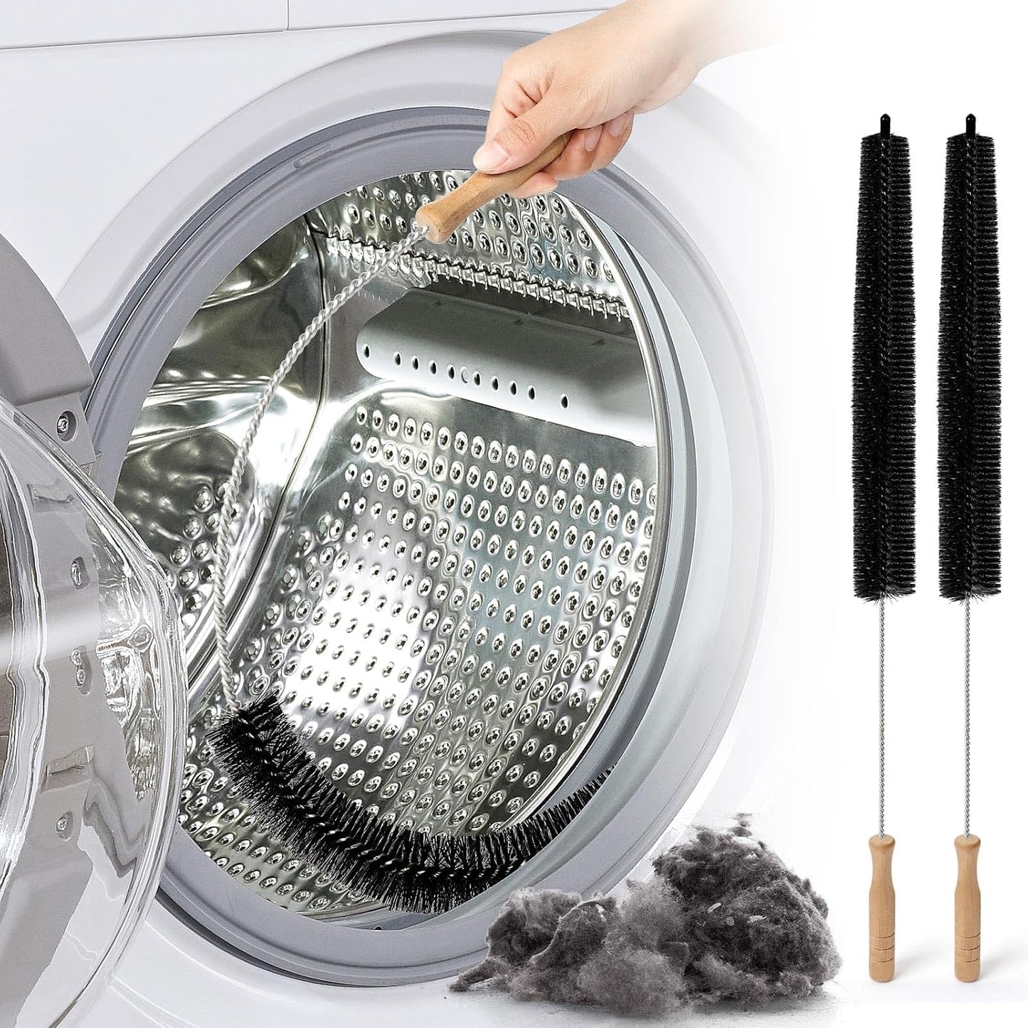 Dryer Vent Cleaner Kit, 2 Pack Dryer Lint Brush, 30 Inch Long Flexible Lint Remover, Refrigerator Coil Cleaning Brush, Home Essentials (Long-Style + Short-Style)