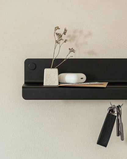 Kazai. Key Holder for Wall 'Holmsen' | Minimalist Key Hooks Design from Berlin | Modern Key Hanger with Metal Shelf | Key Hook Wall Mounted as Hallway Furniture | Sand Taupe