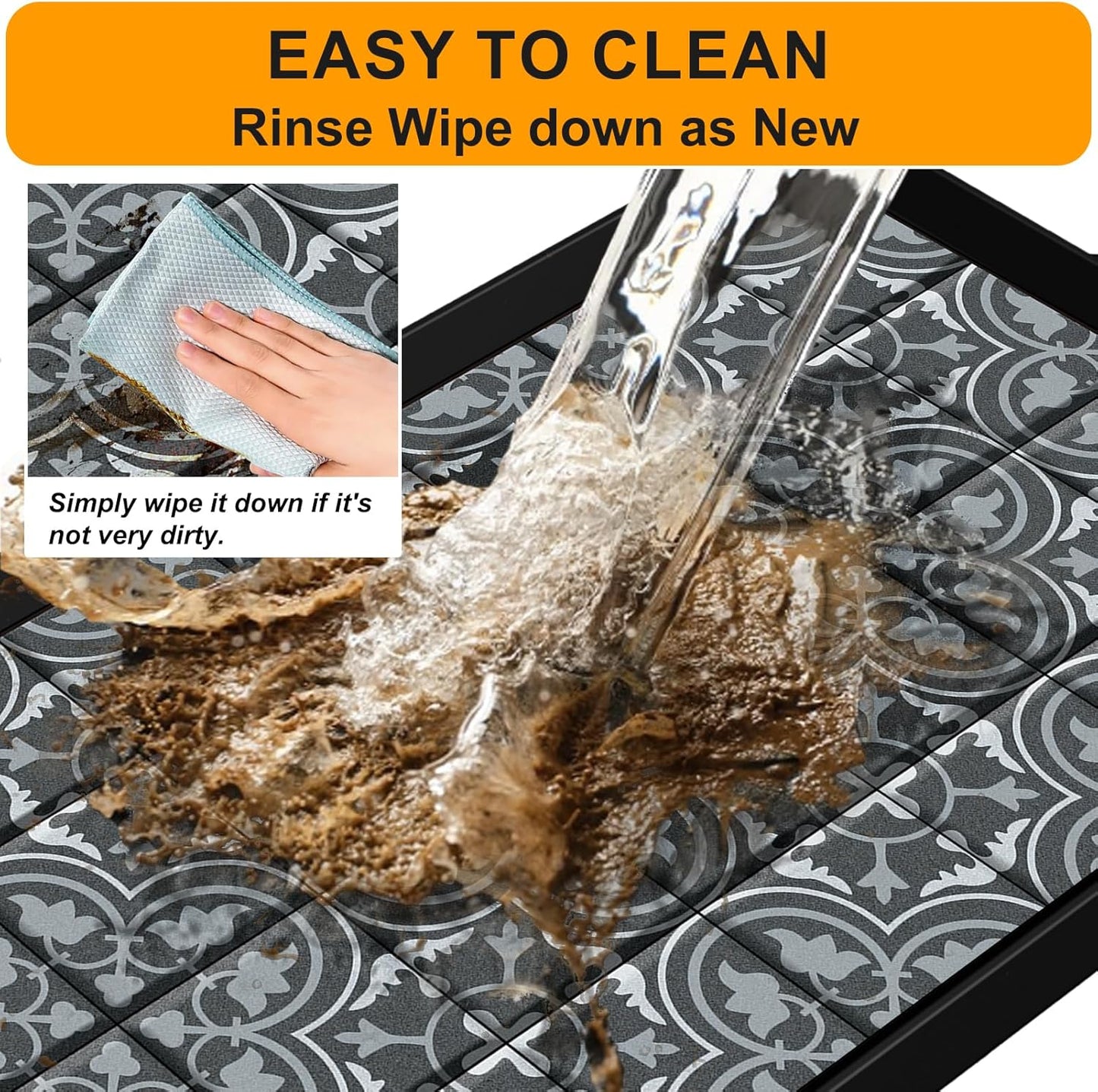 BEHERO Boot Tray Shoe Mat, Rubber Shoe Matt Tray Indoor/Outdoor Use, 16" x27.5" Shoe Cleaning Mat Non-Slip with Raised Edge for Entryways, Decks, and Patios (Black)