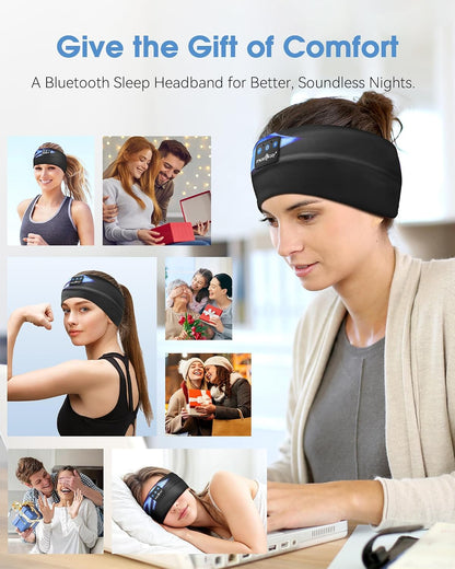 MUSICOZY Bluetooth Headband Sleep Headphones Earbuds for Sleeping Sports | Wireless Music Earphones Sports Sweat Resistant with HD Stereo Speakers for Workout Running Travel Yoga Ideal Gifts