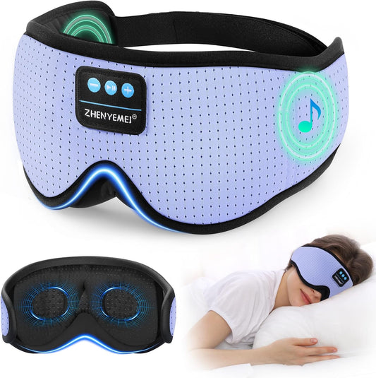 Eye Mask Bluetooth Headphones, 3D Contoured Zero Pressure Sleeping Masks | 100% Blackout Eye Cover Breathable Sleeping Mask with Bluetooth Headphones for Side Sleepers Wireless Earphone for Women Men