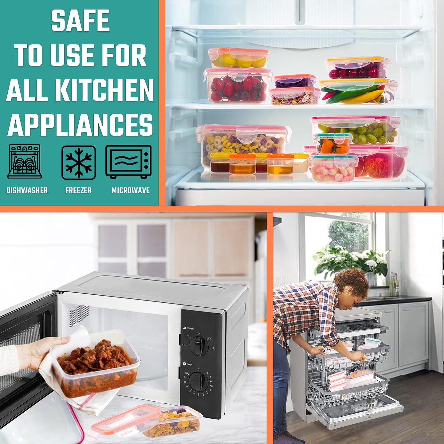 5 Pack Large Fruit Storage Containers for Fridge with Removable Colander | Plastic Food Storage Containers with Lids Airtight-Leak Proof Refrigerator Organizers and Storage of Vegetable