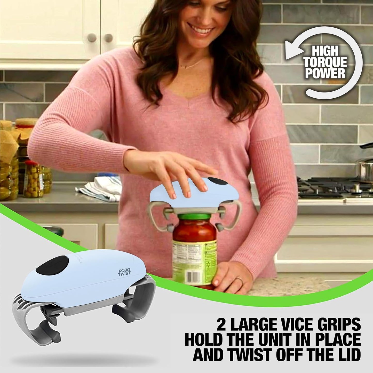 Robotwist Electric Jar Opener Top Rated for Seniors, Deluxe Model with Improved Torque, 1 Touch Automatic Easy Jar Opener for Weak Hand and Arthritis – Works on All Jar Sizes