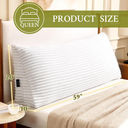 Headboard Pillow Queen, Headboard Wedge Pillow, Back Rest Pillows for Sitting, Reading, Working, Triangle Pillow with Removable Cover, Daybed Pillows for Bed Dorm Sofa, Dark Grey
