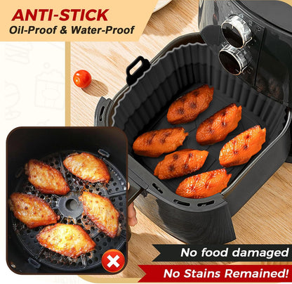 3 Pack Air Fryer Silicone Liners 8inch Air Fryer Silicone Pot Reusable Food Grade Silicone Airfryer Liners Baking Basket Accessories Replacement of Flammable Disposable Parchment Paper