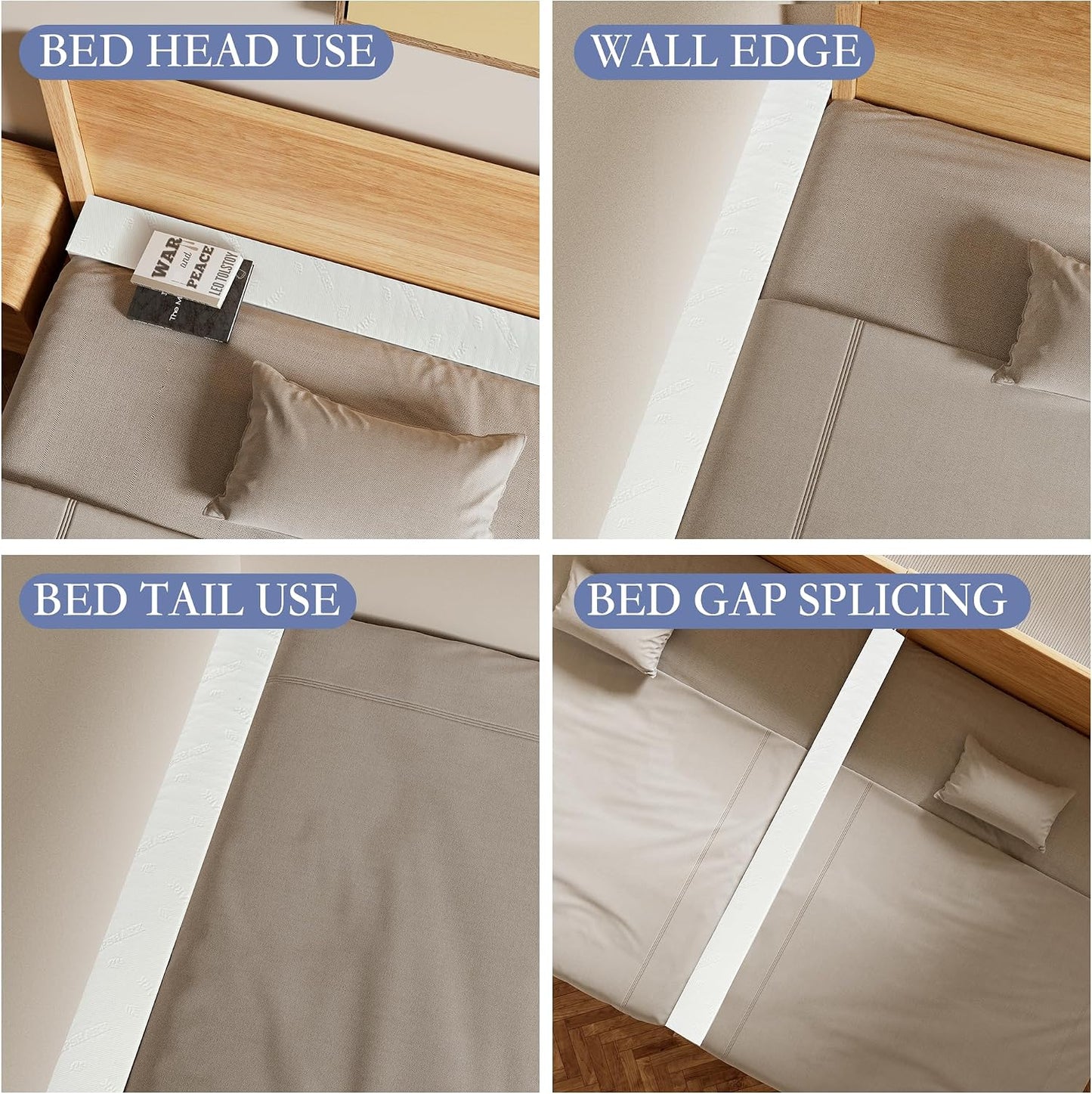 DEEPSHARK Mattress Gap Filler, Bed Gap Filler for Twin,Mattress Extension for Headboard Seams, Bed Space Cracks White(39"×4"×6", Twin/XL)