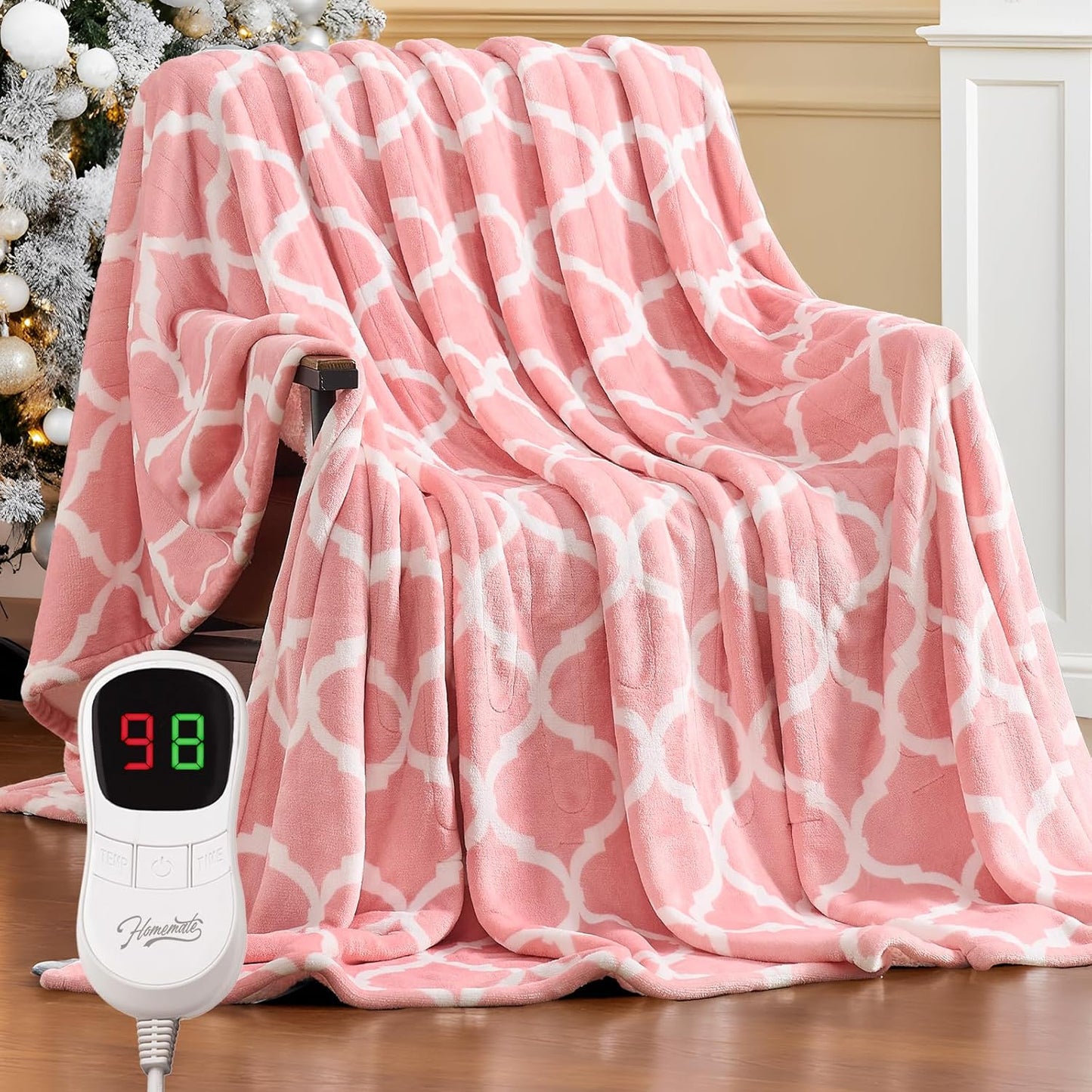 Homemate Heated Blanket Electric Throw - 50“x60“ Heating Blanket with 10 Fast Heat Levels 8 Hours Auto Off Soft Cozy Flannel Over-Heated Protection ETL Certification Keep Warming in Home | Throw with 10 Fast Heat Levels 8 Hours Auto Off Over-Heated
